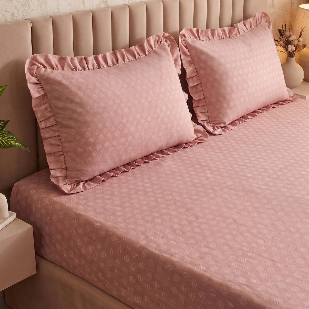 Dream Weaverz Home Polycotton (Fitted) 260TC DoubleSIZE BEDSHEET(Pink)