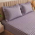Dream Weaverz Home Polycotton (Fitted) 260TC DoubleSIZE BEDSHEET(Purple check)