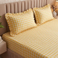 Dream Weaverz Home Polycotton (Fitted) 260TC DoubleSIZE BEDSHEET(Yellow Check)