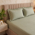 Dream Weaverz Home Polycotton (Fitted) 260TC DoubleSIZE BEDSHEET(Green Stripes)