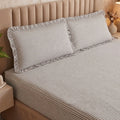 Dream Weaverz Home Polycotton (Fitted) 260TC DoubleSIZE BEDSHEET(Dark Grey Stripes)