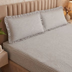 Dream Weaverz Home Polycotton (Fitted) 260TC DoubleSIZE BEDSHEET(Dark Grey Stripes)
