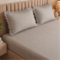 Dream Weaverz Home Polycotton (Fitted) 260TC DoubleSIZE BEDSHEET(Grey Stripes)