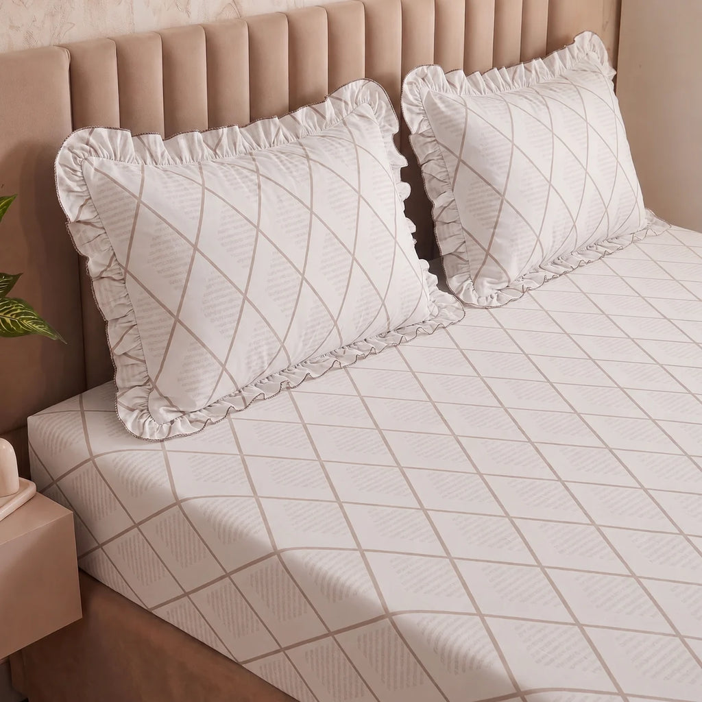 Dream Weaverz Home Polycotton (Fitted) 260TC DoubleSIZE BEDSHEET(White)