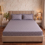 Dream Weaverz Home Polycotton (Fitted) 260TC DoubleSIZE BEDSHEET(Purple check)