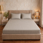 Dream Weaverz Home Polycotton (Fitted) 260TC DoubleSIZE BEDSHEET(Grey Stripes)