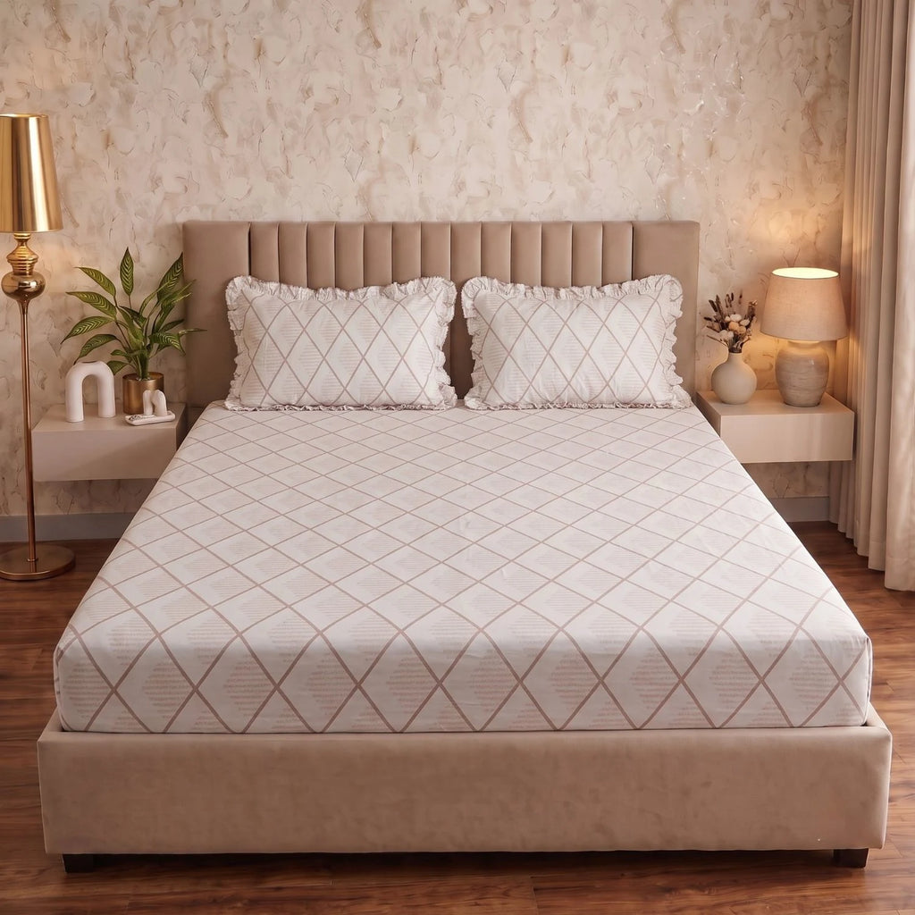 Dream Weaverz Home Polycotton (Fitted) 260TC DoubleSIZE BEDSHEET(White)