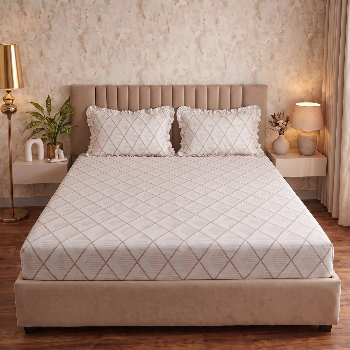 Dream Weaverz Home Polycotton (Fitted) 260TC DoubleSIZE BEDSHEET(White)