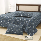 Dream Weaverz Cotton King Flat 220 TC Abstract 1 Bedsheet with 2 Pillow Covers (Grey-white)