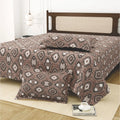 Dream Weaverz Cotton King Flat 220 TC Abstract 1 Bedsheet with 2 Pillow Covers (Brown-white)
