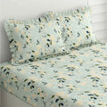 Dream Weaverz Home Polycotton Double Fitted (Elastic) 260 TC Floral 1 Bedsheet with 2 Pillow Covers (Green)