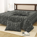 Dream Weaverz Cotton King Flat 220 TC Abstract 1 Bedsheet with 2 Pillow Covers (Charcoal grey)