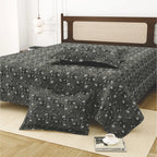 Dream Weaverz Cotton King Flat 220 TC Abstract 1 Bedsheet with 2 Pillow Covers (Charcoal grey)