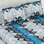 Dream Weaverz Home Polycotton Double Fitted (Elastic) 260 TC Abstract 1 Bedsheet with 2 Pillow Covers (Grey)