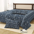 Dream Weaverz Cotton King Flat 220 TC Abstract 1 Bedsheet with 2 Pillow Covers (Deep blue)