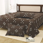 Dream Weaverz Cotton King Flat 220 TC Abstract 1 Bedsheet with 2 Pillow Covers (Dark brown)