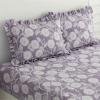 Dream Weaverz Home Polycotton Double Fitted (Elastic) 260 TC Abstract 1 Bedsheet with 2 Pillow Covers (Grey)