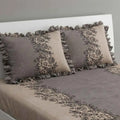Dream Weaverz Home Polycotton Double Fitted (Elastic) 260 TC Abstract 1 Bedsheet with 2 Pillow Covers (Grey)