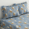 Dream Weaverz Home Polycotton Double Fitted (Elastic) 260 TC Abstract 1 Bedsheet with 2 Pillow Covers (Blue)