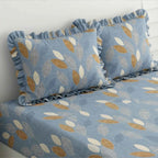 Dream Weaverz Home Polycotton Double Fitted (Elastic) 260 TC Abstract 1 Bedsheet with 2 Pillow Covers (Blue)