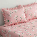 Dream Weaverz Home Polycotton King Fitted (Elastic) 260 TC Floral 1 Bedsheet with 2 Pillow Covers (Baby Pink)