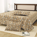 Dream Weaverz Cotton King Flat 220 TC Abstract 1 Bedsheet with 2 Pillow Covers (Camel)