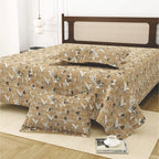 Dream Weaverz Cotton King Flat 220 TC Abstract 1 Bedsheet with 2 Pillow Covers (Camel)