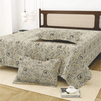 Dream Weaverz Cotton King Flat 220 TC Abstract 1 Bedsheet with 2 Pillow Covers (Beige)