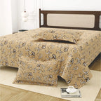 Dream Weaverz Cotton King Flat 220 TC Abstract 1 Bedsheet with 2 Pillow Covers (Beige -white)