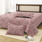 Dream Weaverz Cotton King Flat 220 TC Abstract 1 Bedsheet with 2 Pillow Covers (Mauve)
