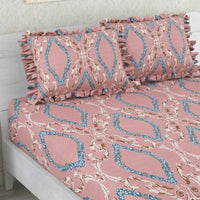 Dream Weaverz Polycotton Double Fitted (Elastic) 260 TC Abstract 1 Bedsheet with 2 Pillow Covers (Maroon)