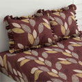 Dream Weaverz Home Polycotton Double Fitted (Elastic) 260 TC Abstract 1 Bedsheet with 2 Pillow Covers (Brown)