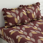 Dream Weaverz Polycotton Double Fitted (Elastic) 260 TC Abstract 1 Bedsheet with 2 Pillow Covers (Brown)