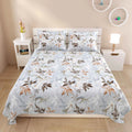 Dream Weaverz Cotton Super King Flat 220 TC Abstract 1 Bedsheet with 2 Pillow Covers (Light Grey)