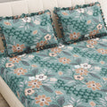 Dream Weaverz Home Polycotton King Fitted (Elastic) 260 TC Floral 1 Bedsheet (Green-Brown)