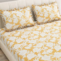 Dream Weaverz Home Polycotton King Fitted (Elastic) 260 TC Floral 1 Bedsheet (Yellow)