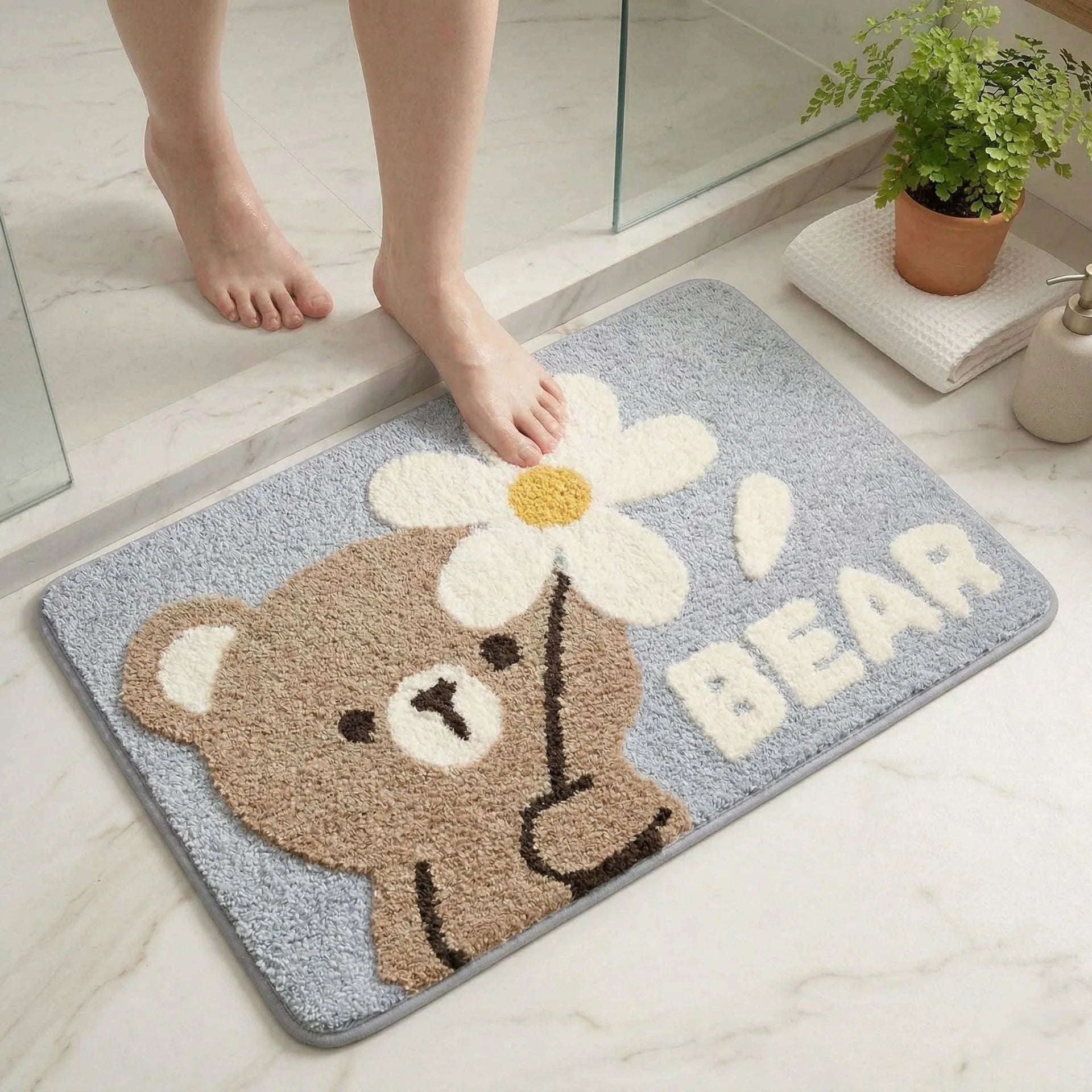 Dream Weaverz Microfiber Bathroom Mat (Grey, Free)