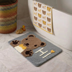 Dream Weaverz Microfiber Bathroom Mat (Grey-brown-white, Free)