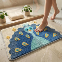 Dream Weaverz Microfiber Bathroom Mat (Blue, Free)
