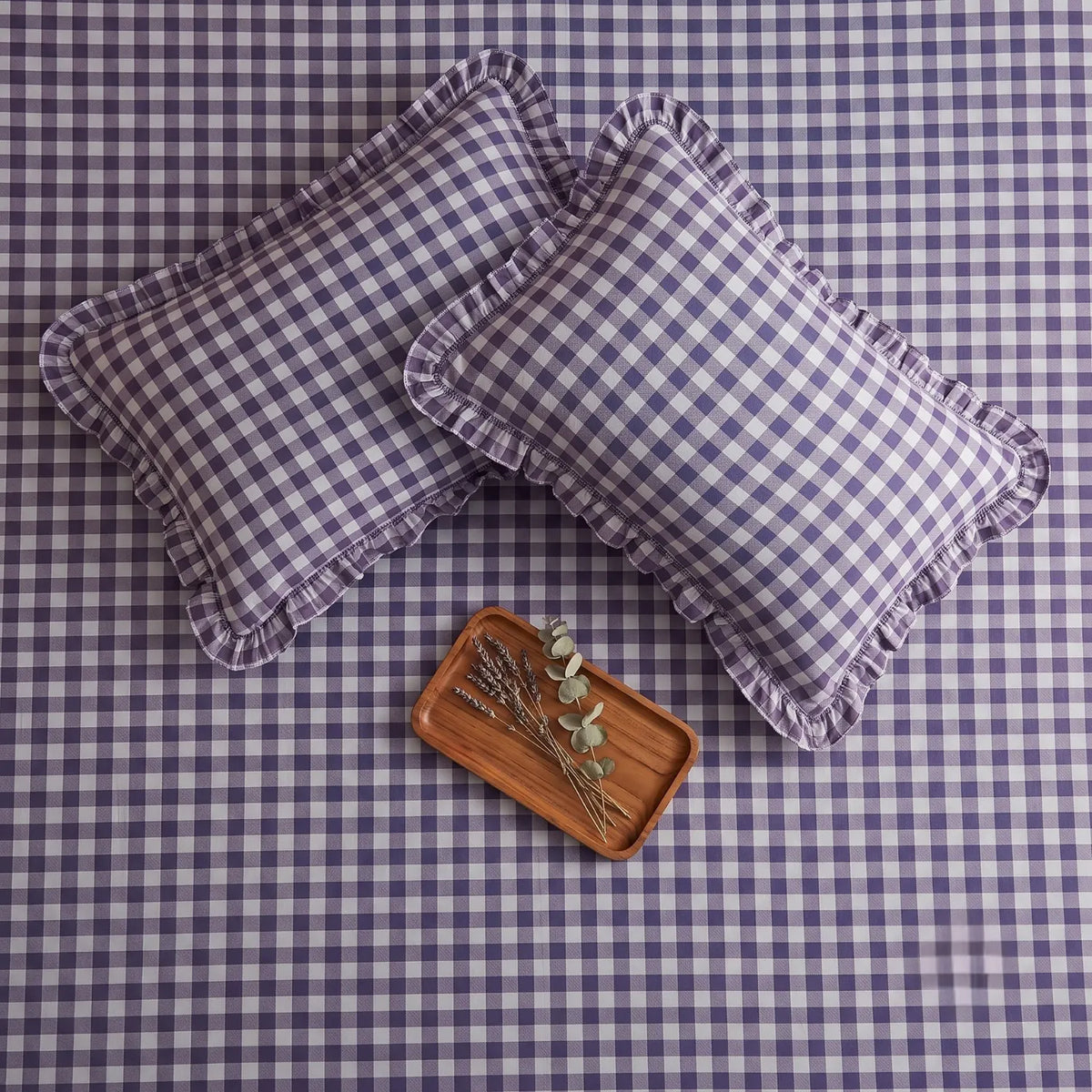 Dream Weaverz Home Polycotton (Flat) 260TC DoubleSIZE BEDSHEET(Ink Blue Check)