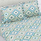 Dream Weaverz Home Polycotton Double Fitted (Elastic) 260 TC Abstract 1 Bedsheet with 2 Pillow Covers (Multicolor)