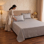 Dream Weaverz Home Polycotton (Flat) 260TC DoubleSIZE BEDSHEET(Dark Grey Stripes)