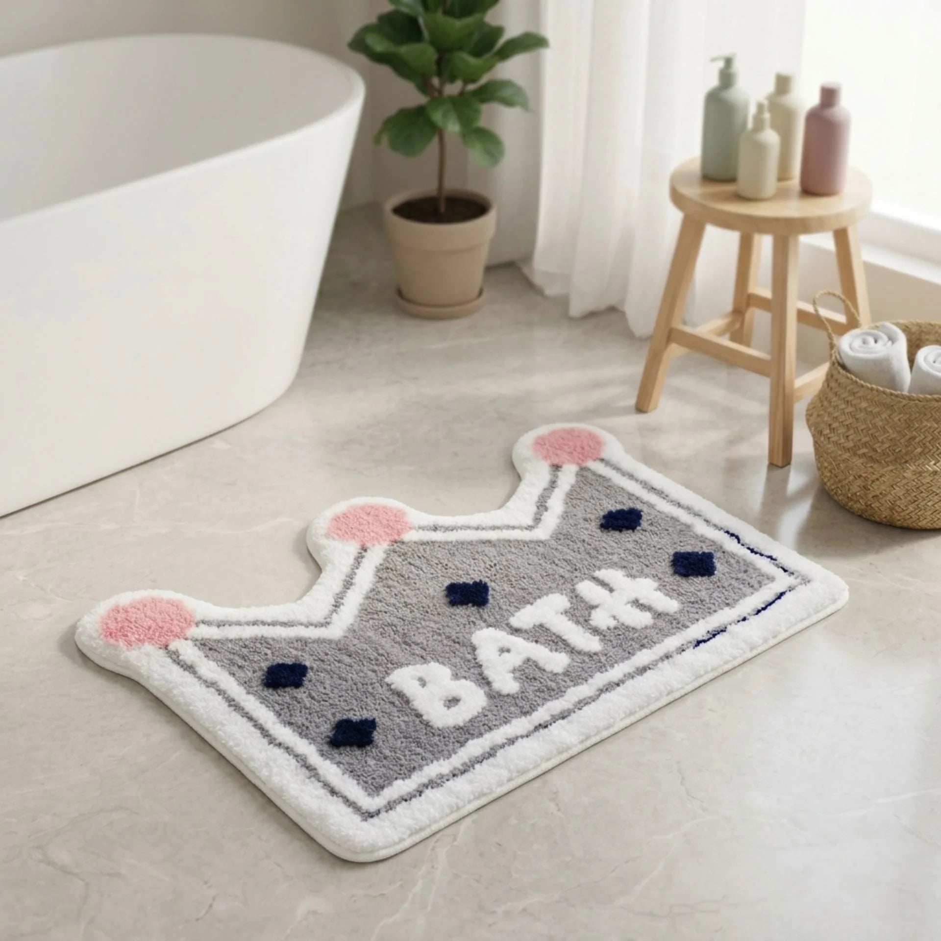 Dream Weaverz Microfiber Bathroom Mat (Grey, Free)