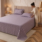 Dream Weaverz Home Polycotton (Flat) 260TC DoubleSIZE BEDSHEET(Ink Blue Check)