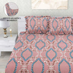 Dream Weaverz Home Polycotton Double Fitted (Elastic) 260 TC Abstract 1 Bedsheet with 2 Pillow Covers (Maroon)