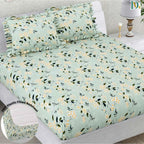 Dream Weaverz Home Polycotton Double Fitted (Elastic) 260 TC Floral 1 Bedsheet with 2 Pillow Covers (Green)