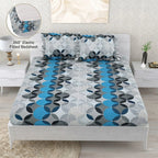 Dream Weaverz Home Polycotton Double Fitted (Elastic) 260 TC Abstract 1 Bedsheet with 2 Pillow Covers (Grey)
