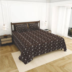 Dream Weaverz Cotton King Flat 220 TC Abstract 1 Bedsheet with 2 Pillow Covers (Chocolate brown)