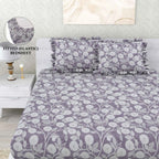 Dream Weaverz Home Polycotton Double Fitted (Elastic) 260 TC Abstract 1 Bedsheet with 2 Pillow Covers (Grey)