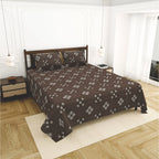 Dream Weaverz Cotton King Flat 220 TC Abstract 1 Bedsheet with 2 Pillow Covers (Dark brown)